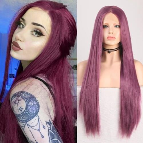 Charisma 26 Inches Long Silky Staight Synthetic Lace Front Wig for Black Women Heat Resistanrt Fiber Hair Synthetic Wig Cosplay
