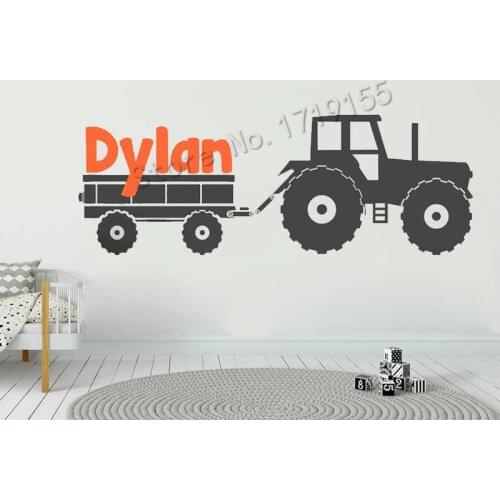 Personalized Name Wall Decal Boy Name Large Tractor Wall Decor Kids Nursery Room Vinyl Wall Stickers Custom Name Decal DIY ZW472