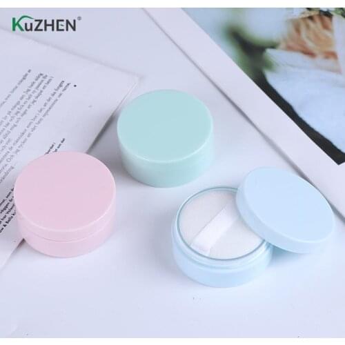 Plastic Empty Loose Powder Box With Sieve Cosmetic Makeup Jar Container Travel Refillable Perfume Cosmetic With Puff 3 Color