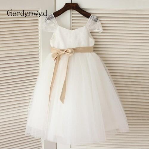 Gardenwed 2020 First Communion Dresses Girls vestidos de comunion Blush Belt Baby Lace Tulle Pageant Flower Girl Dress Children