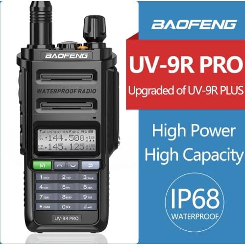 Baofeng UV-9R PRO Walkie Talkie IP68 Waterproof Dual Band 136-174/400-520MHz 50KM Portable Ham Two Way Radio Upgraded Of UV-9R