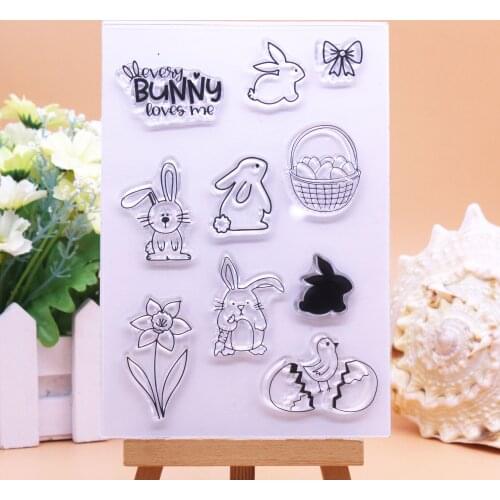CLEAR STAMPS Happy Easter Bunny Scrapbook Handmade Card Album Paper Craft Rubber Transparent Silicon Stamp AlinaCraft