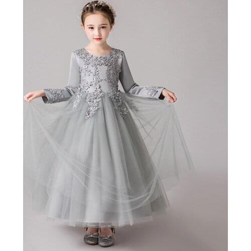 Layered Puffy Tulle Dresses Lace Applique Embroidered Girls Pageant Birthday Evening Long Maxi Prom Party Ball Gown Dress
