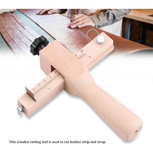 Adjustable Wooden Strip and Strap Cutter Leather Craft Cutter Strap Belt DIY Hand Cutting Tools Strip Cutter With 5 Blades