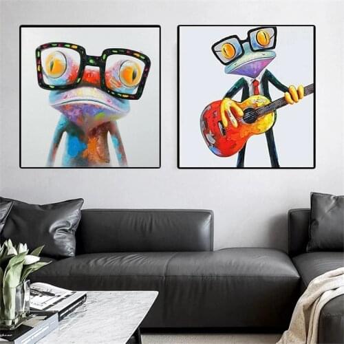Modern Colorful Animals Canvas Painting Cartoon Frog Prints and Posters Wall Art Picture for Living Room Home Decoration Cuadros