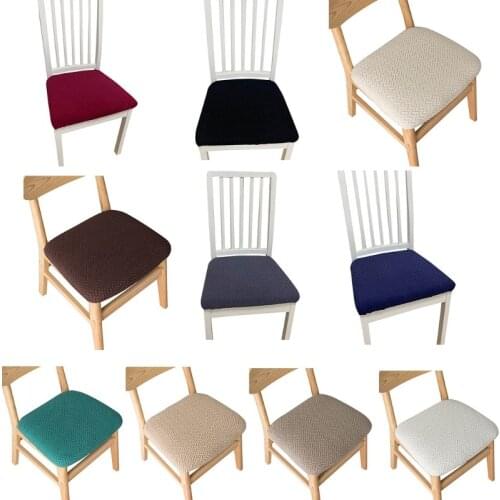 Modern Removable Velvet Dining Chair Seat Cover Plaid Striped Textured Jacquard Solid Color Stretch Fitted Cushion Washable