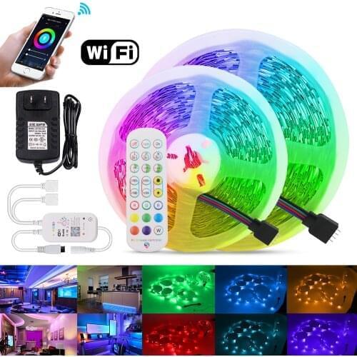 LED Strip Light RGB 2835 SMD Flexible Ribbon WiFi Music Control 12V Waterproof Tape Diode 5m 10m 15m Backlight TV Computer Decor