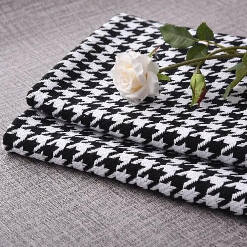 Thick Linen Fabric Black White Classic Houndstooth Soft Comfortable Pillow Cushion Household Goods Clothing Fabrics Sewing