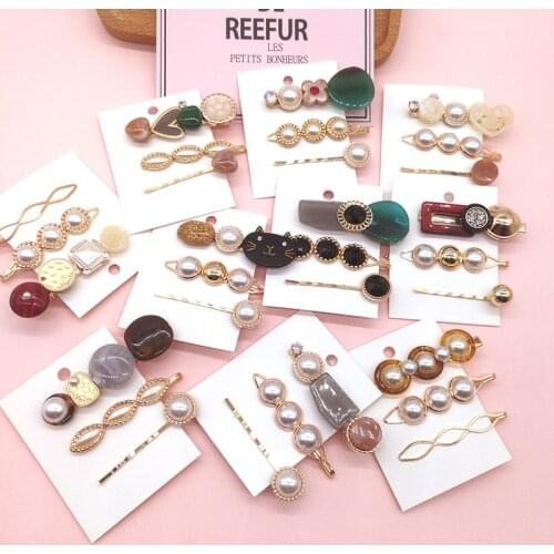 Yundfly 3pcs/lot Girls Pearl Hair Clip Fashion Metal Clips Barrette Stick Women Bobby Hair Pins Hair Accessories for Wedding