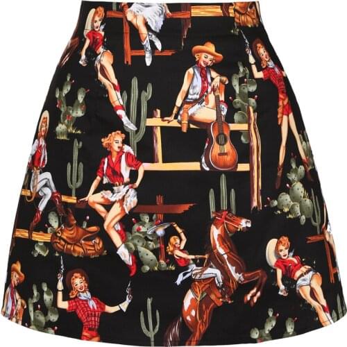 SISHION Vintage High Waist Skirts Womens Bottom Boho pencil Cotton Winter Streetwear Female 50s Retro Boho Mini Skater SS0008