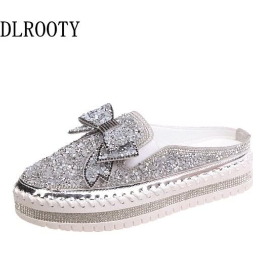 Women Sandals Slippers Flip Flops Summer Fashion Bling Crystal Butterfly-knot Non-slip Shoes Woman Slides Solid Casual Female