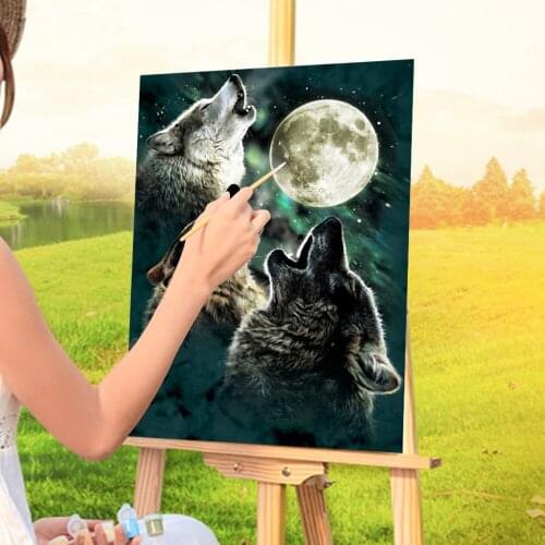 Animal Wolf Painting By Numbers Set Oil Paints 40*50 Canvas Painting New Design Crafts For Adults For Wholesale