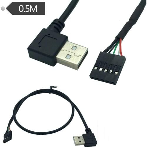 0CM 90 Degree Right Angle USB2.0 Male to Female 5 Pin Motherboard Adapter Dupont Extender Cable(USB2.0 M/5Pin)