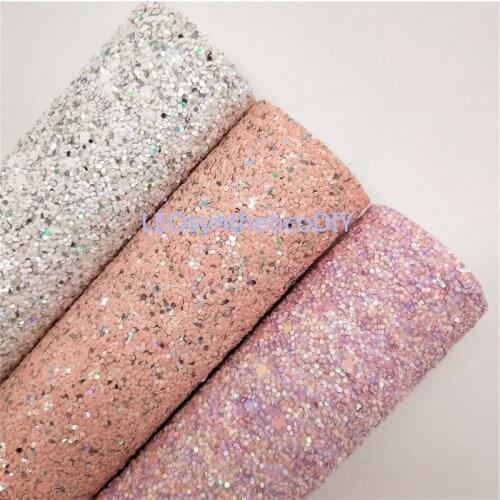 1PC 21X29CM Iridescent Glitter Fabirc, Chunky Glitter Leather, Glitter Leather Sheets For Making Bows LEOsyntheticoDIY T293A