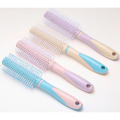1pc Curl Comb Natural Bristle Hair Rollers Brush Round Barrel Blowing Curling Diy Hairdressing Styling Tool