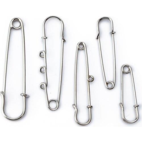 10pcs/lot Silver Plated Needles Large Safety Lock Pin Brooches Gifts For Women Dress DIY Findings Jewelry Accessories