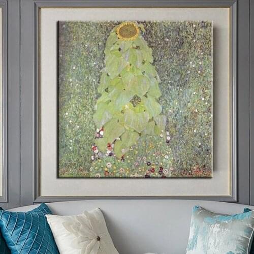 100% Hand Painted Classic Artist Gustav Klimt Il Girasole (1907) Abstract Oil Painting on Canvas Modern Art Wall Pictures