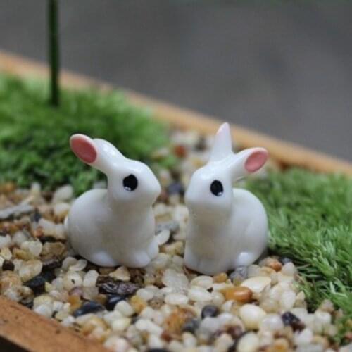 15 pcs Lovely Miniature Mini Rabbit Resin Garden Fairy Ornament Flower Plant Pot Home Figurine Animal Decor