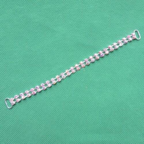 10pcs/lot Double Row White AB Crystal Rhinestone Bikini Connectors DIY Women Swimming Underwear Decorative Chain Accessories