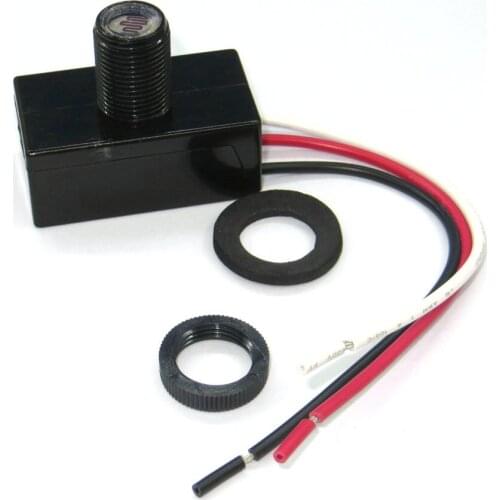 24V Automatic Dusk to Dawn Photocell Photo Control Light Sensor Switch for Hardwire Outdoor Lamp Posts, Black