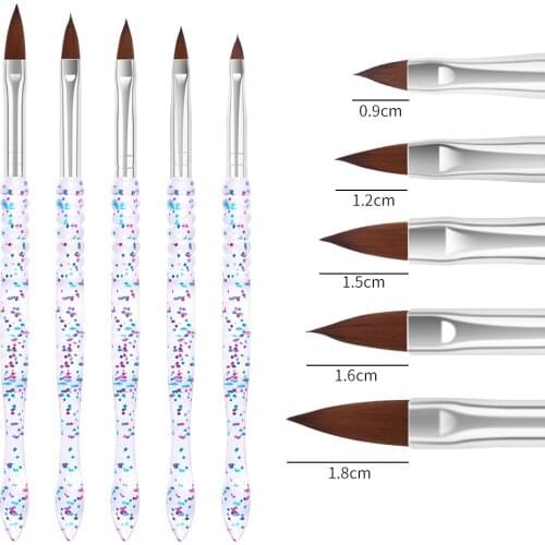 5 pcs/lot Acrylic Nail Art Brush UV Gel Carving Pen Brush Liquid Powder DIY Nail Drawing Manicure Tools