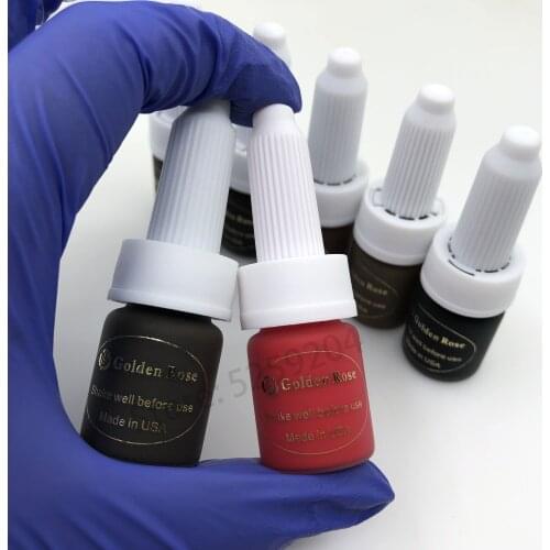 5 PCS Permanent Makeup Micro Pigment Golden Rose Makeup Tattoo Ink For Eyebrows Eyeliner Lips Tattoo Body 5Ml/bottle pink bright