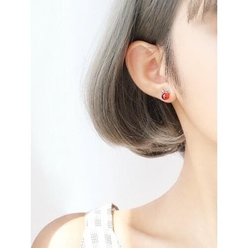 925 sterling silver jewelry with garnet earrings simple cute elk horn no fading earrings for girlfriend birthday gifts