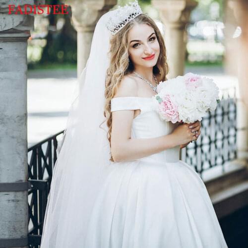 Satin Off The Shoulder Wedding Dress Vestido De Festa Robe De Soiree платье вечернее Dress for Wedding Party Bride Dresses