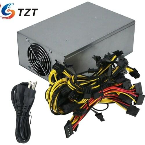 TZT 2000W ETH Miner Power Supply Dual-Fan PSU Power Supply Module 8 Graphics Card Power Supply