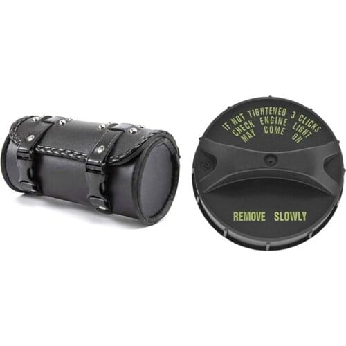 Motorcycle Fork Bag PU Leather Bicycle Handlebar Tool with Engine Fuel Filler Gas Cap for 92-04 Honda Acura Vehicles