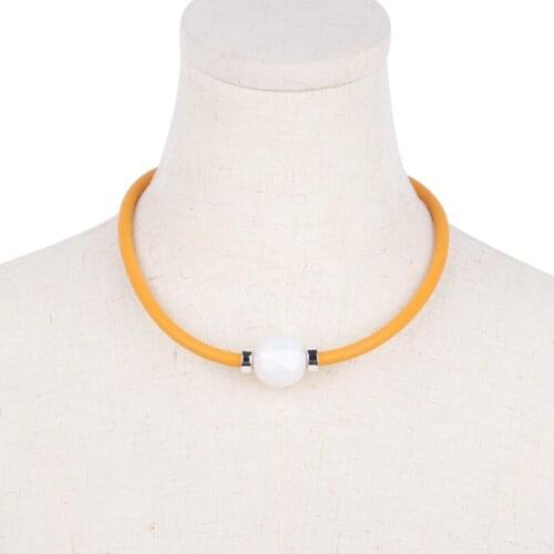 YD&YDBZ Colorful Rubber Rope Choker Necklace Women Vintage Purple Pearl Pendant Necklaces chains Fashion Around The Neck Jewelry