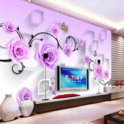 Decorative wallpaper Rose butterfly 3D TV background wall painting