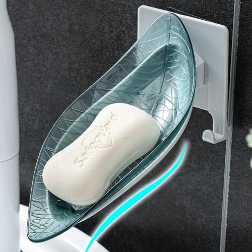 New Type Leaf-Shaped Soap Box Creative Drainage Soap Holder Bathroom Soap Holder Bathroom Suction Cup Soap Dish Accessories