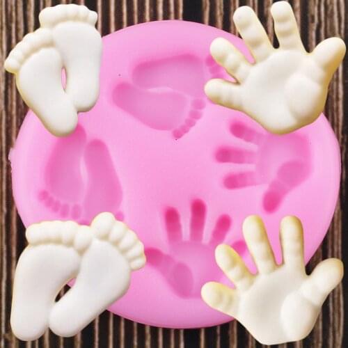 Baby Hand Foot Silicone Molds Chocolate Candy Clay Mold Cake Baking Baby Birthday Cupcake Topper Fondant Cake Decorating Tools