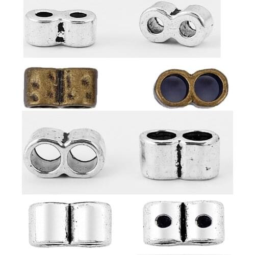 20pcs 3mm Double Barrel Slider Beads Holes For 3mm Round Leather Cord Bracelet Jewelry Making Findings