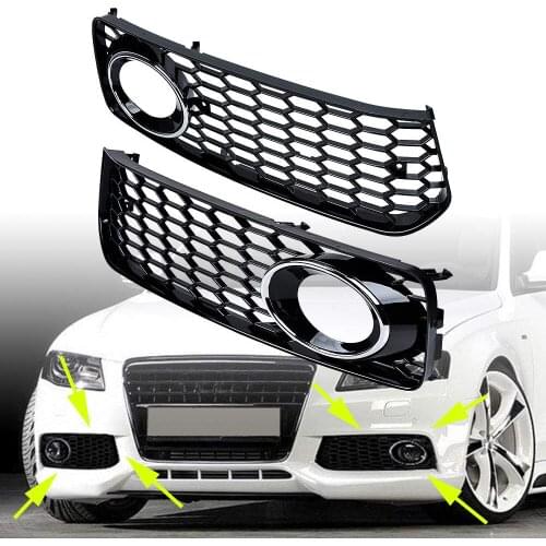 Pair Car Fog Light Lamp Cover Trim Honeycomb Mesh Hex Front Grille Grill For Audi A5 S-Line S5 B8 RS5 2008-2012