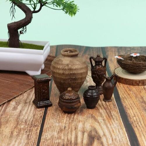 1pc Handcrafted Doll House Miniature Vintage Ceramic Flowerpot Vase Jar Dolls House Accessories