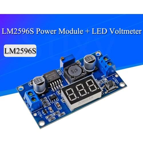 LM2596S Power Module + LED Voltmeter DC-DC Adjustable Step-down Power Supply Module with Digital Display