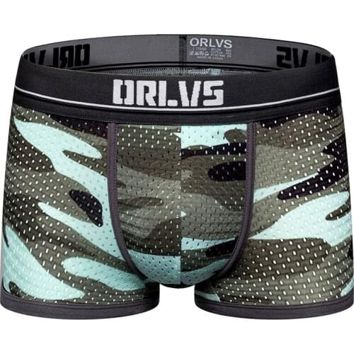 2020 ORLVS Brand Sexy underwear men Camouflage printed boxers men mesh boxers panties hombre slip Men underwear OR191