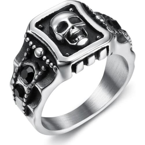 Titanium punk boat black bone ring man 316 stainless steel bicycle ring boy wholesale fashion jewelry design jewelry