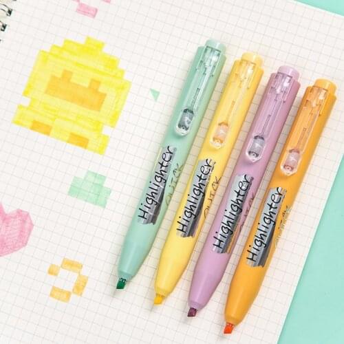 4 Colors Morandi Highlighter Pen Set Chisel 1-4mm Fluorescent Color Marker Liner Drawing Paint Office School Student A6807