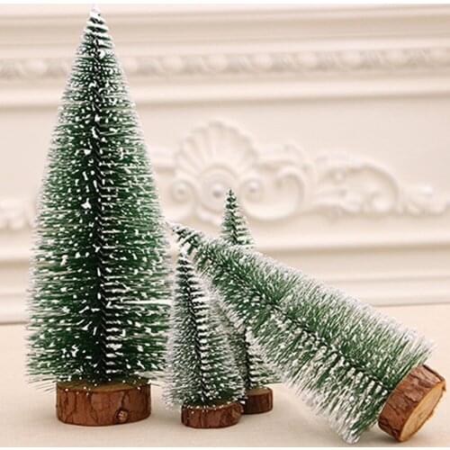 Mini Christmas Tree Desk Holiday 5 Size Green Artificial Mini Xmas Tree Beautiful PVC + Wood + Iron Party Decor Tabletop