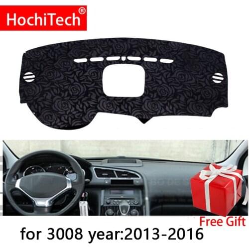 Rose Pattern Non-slip Dashmat Dash Mat Dashboard Cover Pad Cover Carpet Car Sticker for peugeot 3008 2013 2014-2019 Car Styling