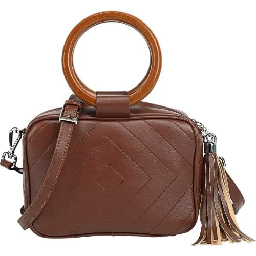 NEW Wooden Handle Women Handbags Casual Crossbody Bags For Women Large Capacity Shoulder Bag Lady Handbag Clutch Purse tassel