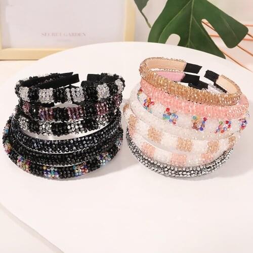 Full Bling Crystal Headband Handmade Beaded Designer Bow Hoop Wedding Bridal Diamond Headbands For Women Hair Bands Accessories