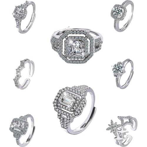 Luxury 925 Minimalist White Crystal Wedding Rings For Women Girl Finger Ring Anniversary Birthday Gift Fine Jewelry