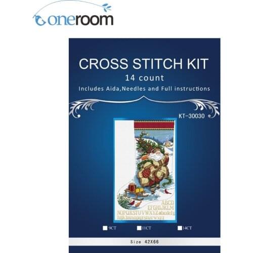 Oneroom Christmas sock old man home Decor counted 14ct white canvas similar DMC Cross Stitch kits14ct needlework Set 3th