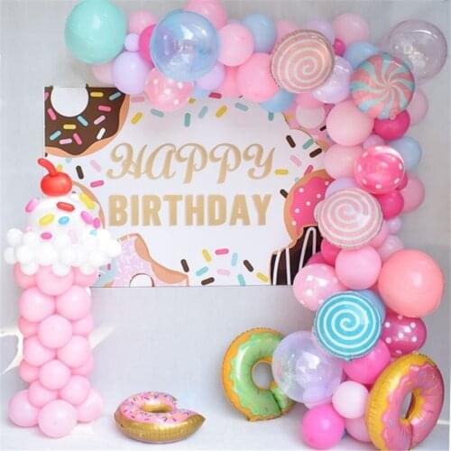 56pcs macaron pink purple blue latex balloons 4d ball bobo ball girl 1 year old birthday decoration wedding decoration balloons