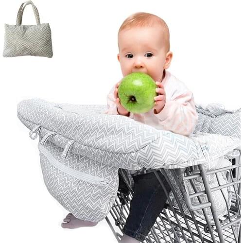 Foldable Baby Shopping Cart Baby Seat Cover Protection Cover Trolley Soft Pad Infant Dining Chair Seat Cushion With Safety Belt