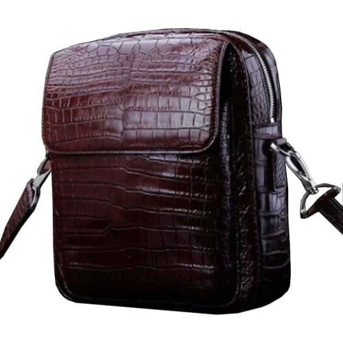 Ourui true crocodile single shoulders bag female new crocodile skin men bag brown men crocodile bag